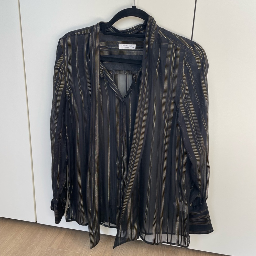 Black and Gold Striped Women's Top